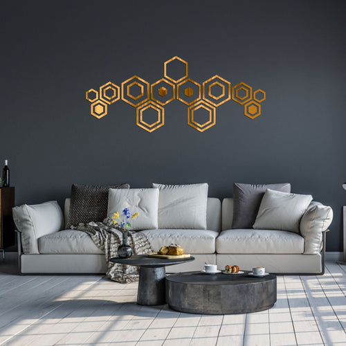 Acrylic Hexagon Ring Mirror Wall Decor Stickers