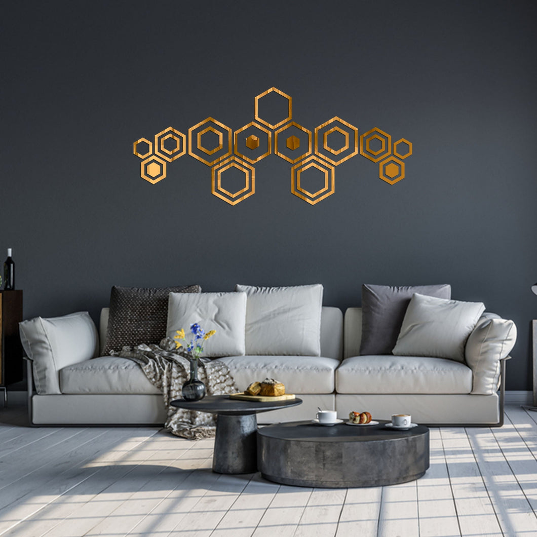 Acrylic Hexagon Ring Mirror Wall Decor Stickers