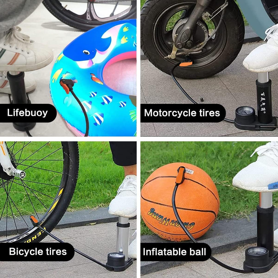 Foot and hand Air Pump with Air Pressure Gauge Fast & Portable Car Bike Cycle Foot Air Pump inflator
