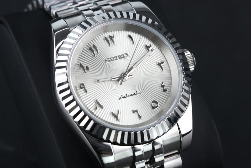 Seiko Mod Datejust White Textured Arabic