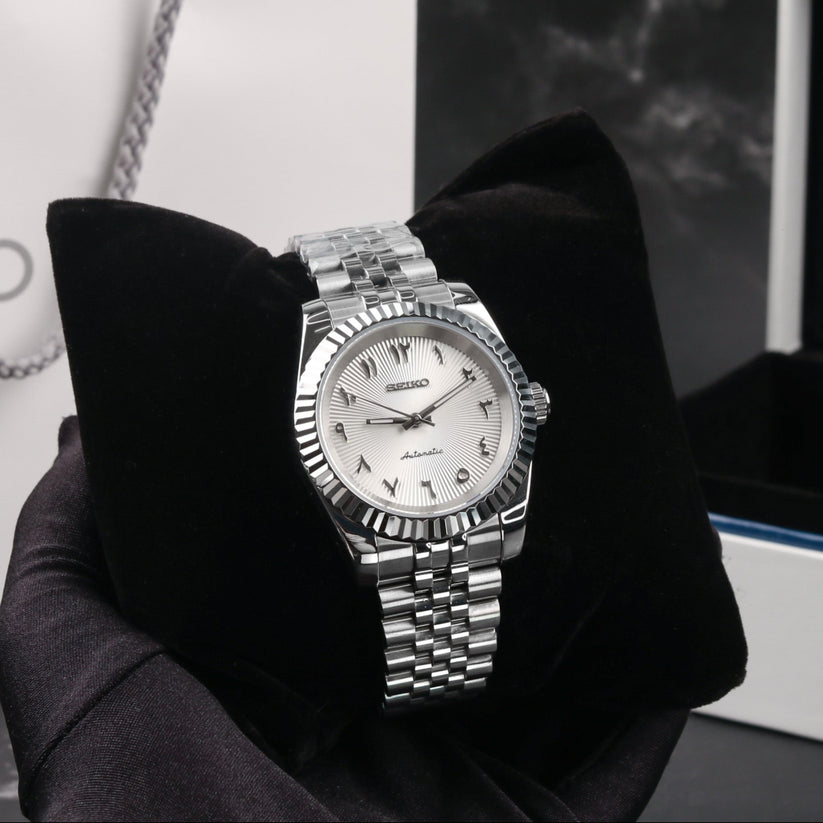 Seiko Mod Datejust White Textured Arabic
