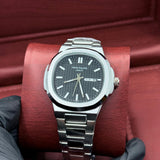 Patek philip silver with black dial with day&date