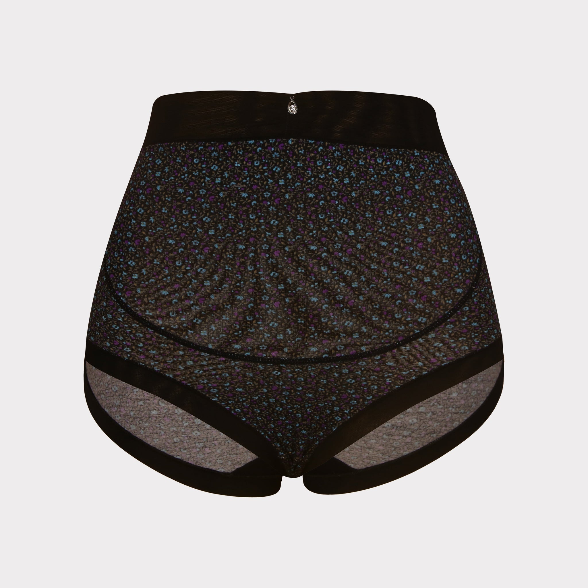 Floral High-Waist Maternity Control Brief - Black