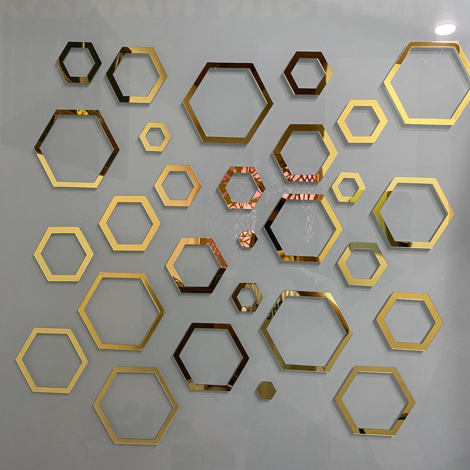 Acrylic Hexagon Ring Mirror Wall Decor Stickers
