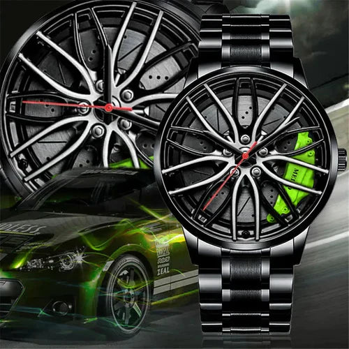Wheel Watch Rotation Wheel Sports Car Rim Luxury Men's Watch Spinning Alloy Wheel Watch for Boys Men!