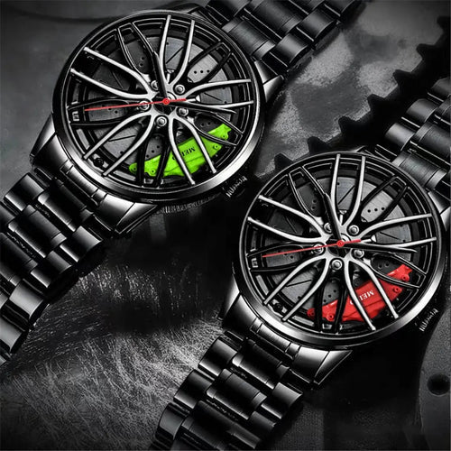 Wheel Watch Rotation Wheel Sports Car Rim Luxury Men's Watch Spinning Alloy Wheel Watch for Boys Men!