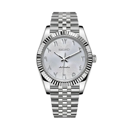 Seiko Mod Datejust White Textured Arabic