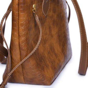 Croco | Chic  Shoulder Bag Caramel