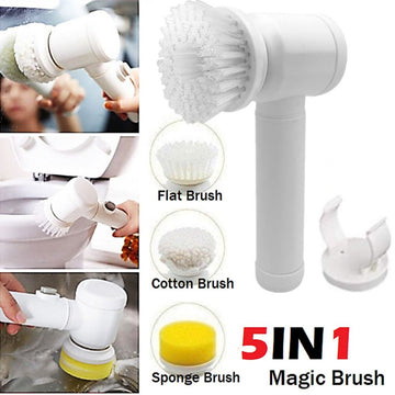 Magic Brush 5 In 1 Handheld Electric Cleaning Brush for Bathroom Tile and Tub Kitchen Washing Tool