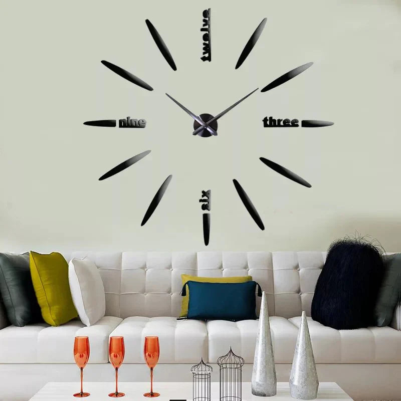 Acrylic Wall Clocks (A8) - 32 Inches | Black & Golden | Premium Quality Modern Wall Decor