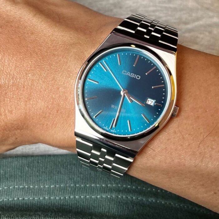 Casio Unisex Stainless Steel Blue Dial Quartz Watch MTP-B145D-2A2, MTPB145D