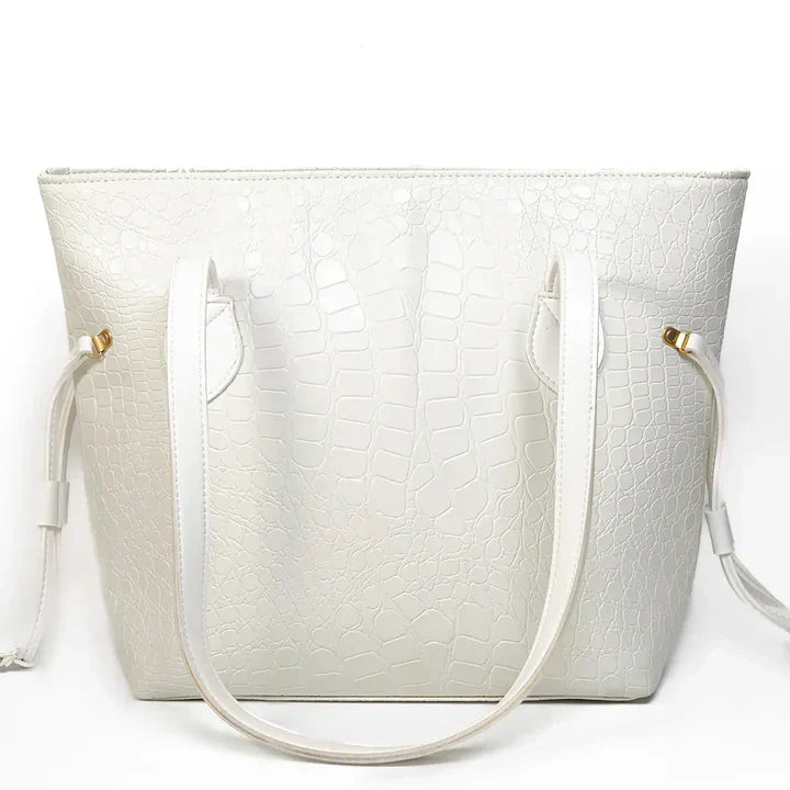 Croco | Chic  Shoulder Bag White