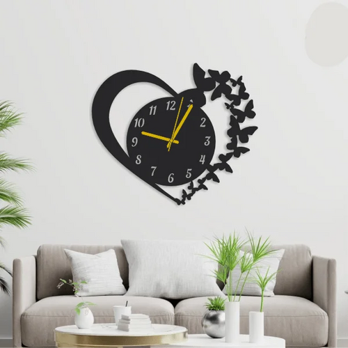 Butterflies In Heart Wall Clock