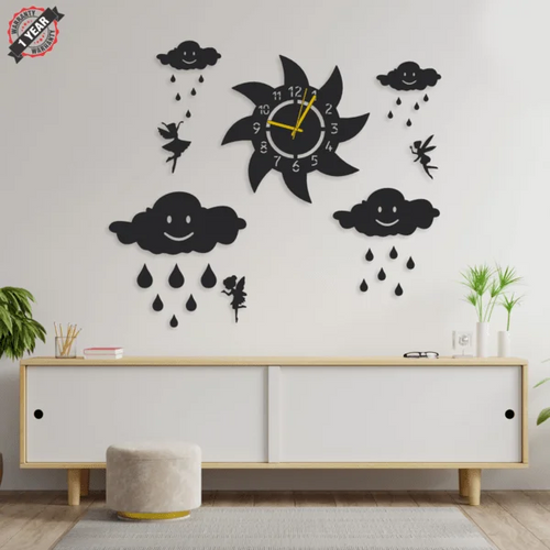 Rainy Clouds Fairy Wall Clock