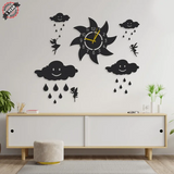 Rainy Clouds Fairy Wall Clock